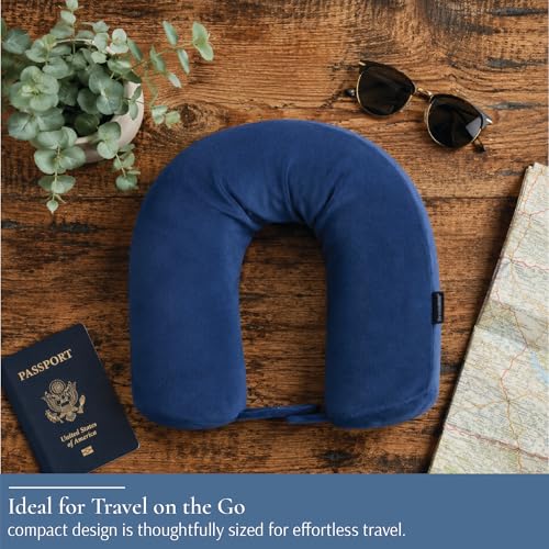 Brookstone Free Form Travel Pillow Lightweight Flexible Memory Foam Pillow - color: Blue