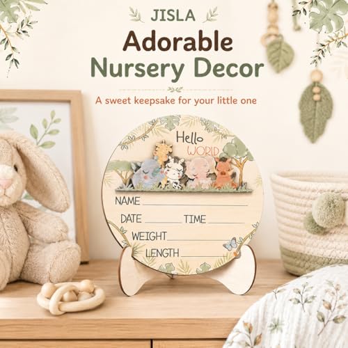 Wooden Hello World Newborn Sign Woodland nursery decor