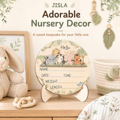 Wooden Hello World Newborn Sign Woodland nursery decor