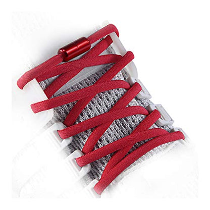 anan520 Elastic No Tie Shoe Laces For Adults,Kids,Elderly,System With Elastic Shoe Laces(2 Pairs) - color: 02-red