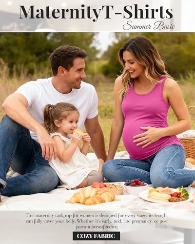 Ficerd 4 Pcs Womens Maternity Sleeveless Tank Tops - color: Black, Coffee, Navy Blue, Rose Red, size: Small