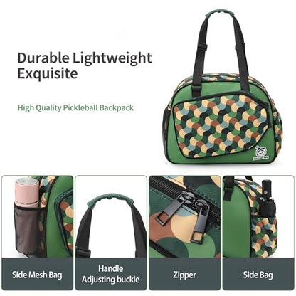 Boulder Bee Pickleball Tote Bag for Women with Paddle Holder - color: Green wave