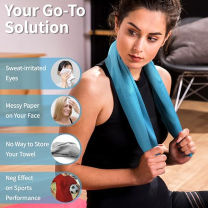 YESLIFE 4-Pack Cooling Towels (40"x 12"), Cooling Neck Wraps, Ice Towel - color: Grey, Dark Blue, Purple, Blue