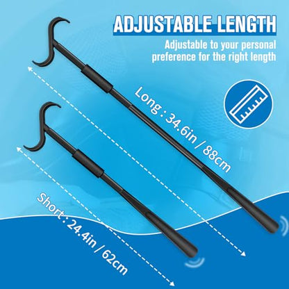 (Pack of 2) Button Hook & 35" Long Dressing Stick, Shoe Horn,Sock Helper