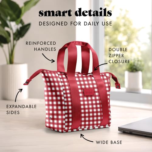 Fit & Fresh Remi Neoprene Lunch Bag for Women w/Ice Pack & Containers - color: Red Gingham, size: One Size