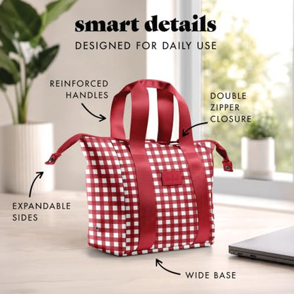 Fit & Fresh Remi Neoprene Lunch Bag for Women w/Ice Pack & Containers - color: Red Gingham, size: One Size