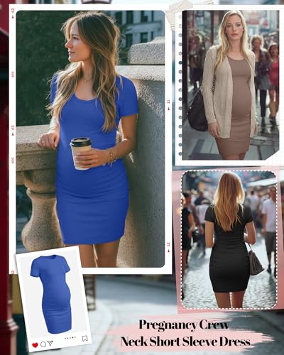 Riyiper 3 Pack Womens Maternity Short Sleeve Dresses - color: Black, Blue, Light Brown, size: Small
