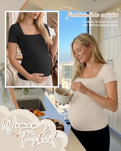 4 Pack Womens Maternity T Shirts - color: Dark Blue, Beige, Coffee, Black, size: Small