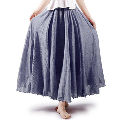 Women's Cotton Long Flowy Rave Renaissance Maxi Skirt - color: Grey, size: Small