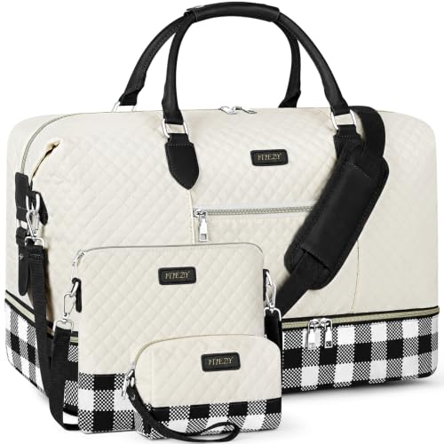 ITIEZY Weekender Bag for Women 21.5" Travel Duffel Large Carry On Bag 3PCS - color: 8d-Black