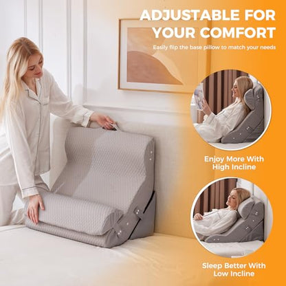 Ruqmuis Wedge Pillow Set for After Surgery, Bed Wedge Pillow, Grey - color: Grey, size: 4pcs