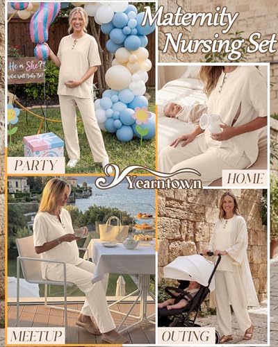 Women Maternity Nursing Set - color: Apricot, size: Medium