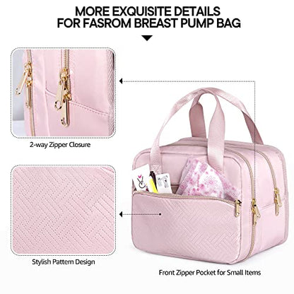 Fasrom Wearable Breast Pump Bag with Cooler Compartment Bundle with Breast Pump Caddy Organizer Bag with Breastmilk Cooler