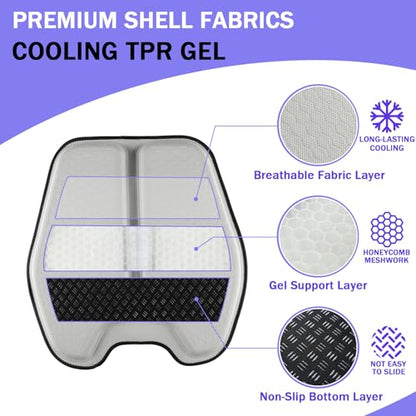 Soft Thin Gel Seat Cushion with 1 Inch Gel - Sciatica Relief - color: Light Gray