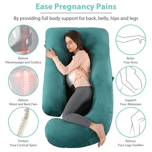 BATTOP Pregnancy Pillows for Sleeping- U Shaped Full Body Maternity Pillow, Pregnancy Pillow for Side Sleepers with Removable Cover, Supports Back, Hips, Belly & Legs (Dark Green) - color: Dark Green