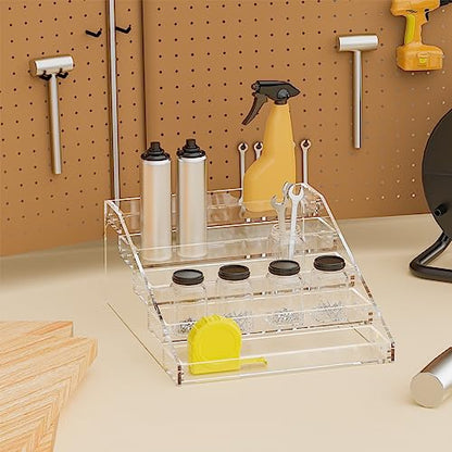 PMMASTO Wide Clear Acrylic Spice Rack for Countertops- 5 Tier - size: Widen 5 Tier - inner width 3''