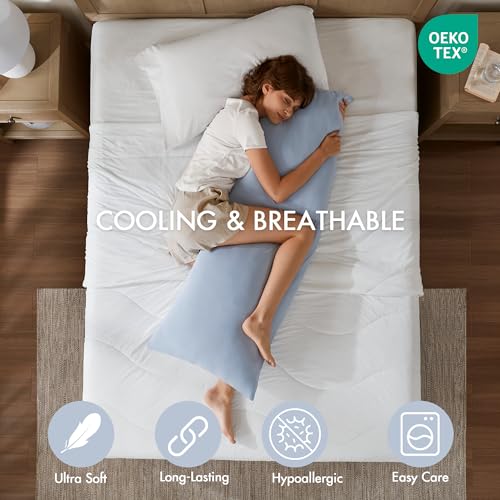 Madison Park Cooling Body Pillow for Side Sleeper & Adult 20"x 54" Blue - color: Blue