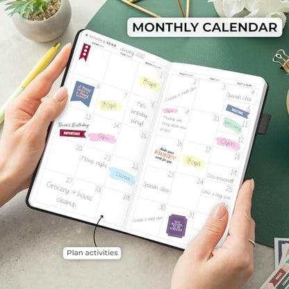 Clever Fox Pocket Planner, Mini Undated Weekly Calendar, Small Black - color: Black, size: Pocket size (3.7" x 6.7")