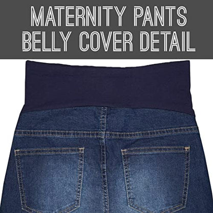 Hybrid & Company Women's Comfy Maternity Shorts - color: Bermuda-bm5464s-darkwash, size: 1X