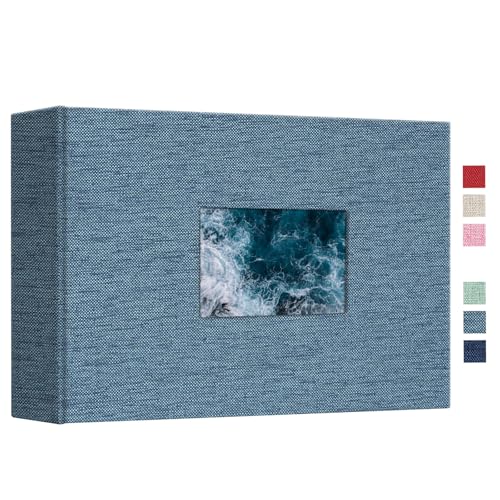 Vienrose Photo Album 4x6 50 Pockets Linen Frame Cover LightBlue - color: LightBlue, size: 50 Pockets