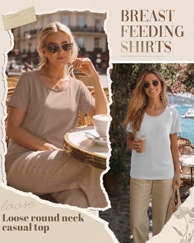 Ficerd 4 Pack Women's Maternity Nursing Shirts - color: Khaki, White, Light Gray, Black, size: Large