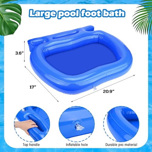 Hydream 2Pack Inflatable Pool Foot Bath Basin, Rectangular, Blue, Adult, Unisex-Kids, Foldable, Lightweight, Portable, Keeps Pool Clean, Time Saver