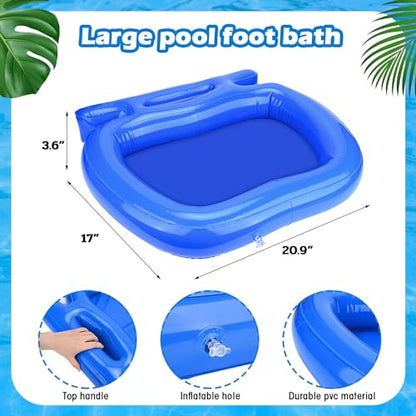 Hydream 2Pack Inflatable Pool Foot Bath Basin, Rectangular, Blue, Adult, Unisex-Kids, Foldable, Lightweight, Portable, Keeps Pool Clean, Time Saver