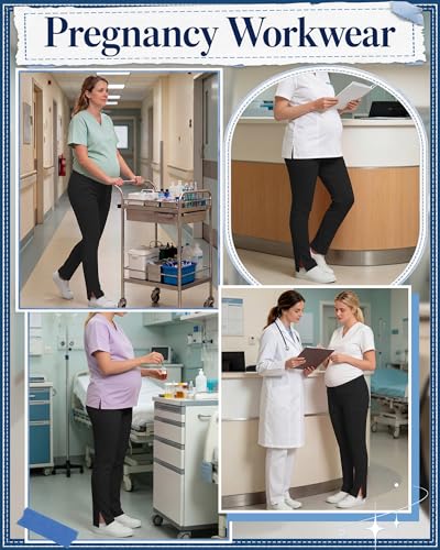 3 Pack Comfy Women's Maternity Scrub Pants - color: 3 X Black, size: XX-Large