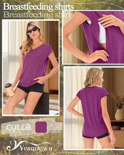 Women's Nursing Shirts - color: Burgundy, size: Large