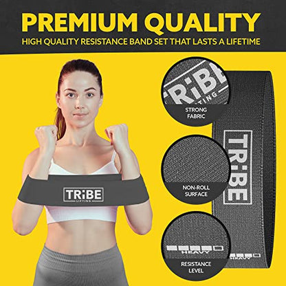 Fabric Resistance Bands for Working Out, 5-Band Set for Legs and Glutes - color: Grey