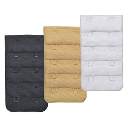 Ultra Soft Bra Extender Band Breathing Room 4 Rows Hook & Eye Extension Strap - color: 2 Hooks - 3/4 Inches Between Hook Centers (3pcs/Pack)