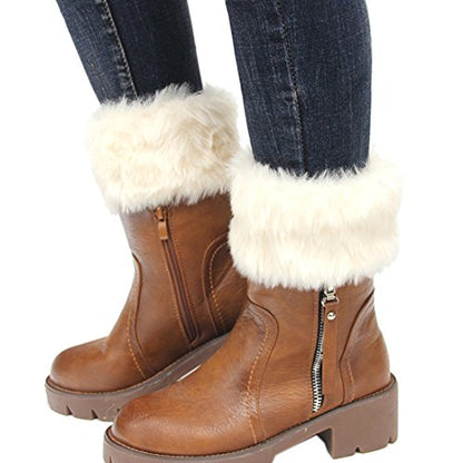 Womens Fur Trim Boot Cuff Top Cover Leg Warmers - color: Iovry