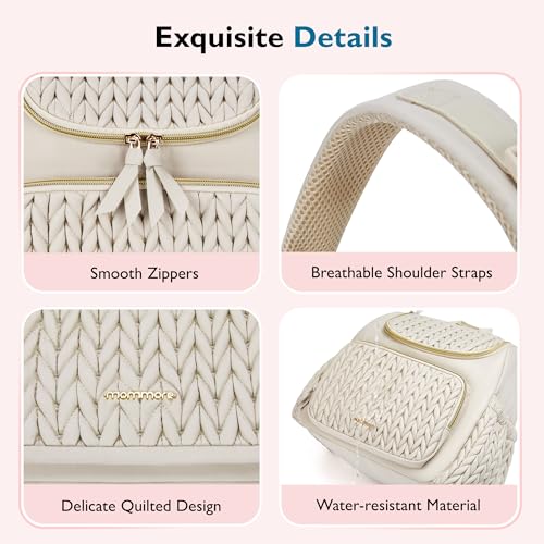 mommore Diaper Bag Backpack, Stylish Mini Baby Bag with Changing Pad - color: Light Cream, size: Small