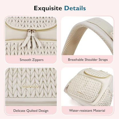 mommore Diaper Bag Backpack, Stylish Mini Baby Bag with Changing Pad - color: Light Cream, size: Small