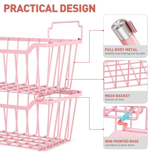 Goovilla Freezer Organizer Bins for 5-7 Cu.FT Chest Freezer, 4 Pack Pink - color: Pink