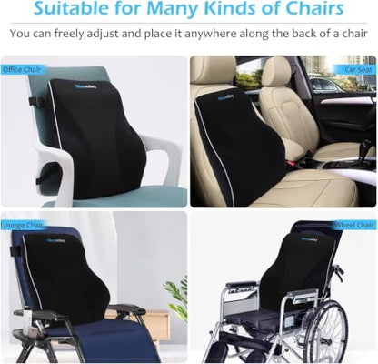 Niceeday Lumbar Support Pillow for Office Chair Car Back Support Pillow, Memory Foam Gaming Chair Desk Chair Back Cushion for Lower Back Pain Relief, Ergonomic Back Rest,Office Home Essentials - size: Full Back 3D-16'*18'*5'