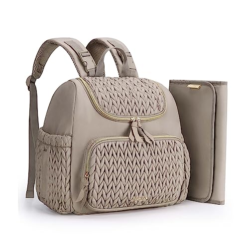 mommore Diaper Bag Backpack, Stylish Mini Baby Bag with Changing Pad - color: Brown Taupe, size: Small