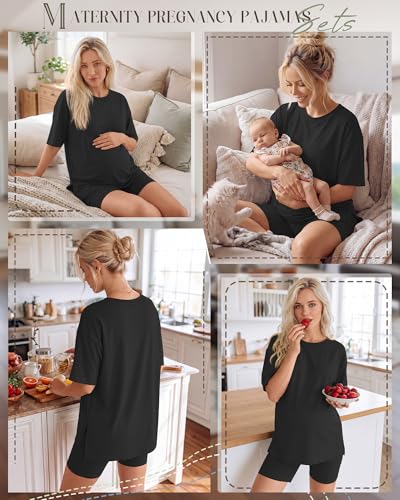 Huukeay Women's Maternity Set 2 Piece Outfits - color: Black, size: X-Large