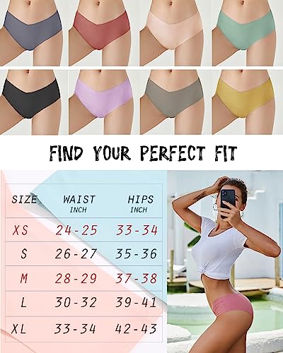 Women’s Seamless Underwear No Show Cheeky Hipster Bikini Panties 9 pack - color: Option B, size: Medium