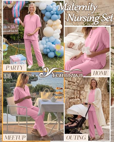 Women Maternity Nursing Set - color: Gray Pink, size: Medium