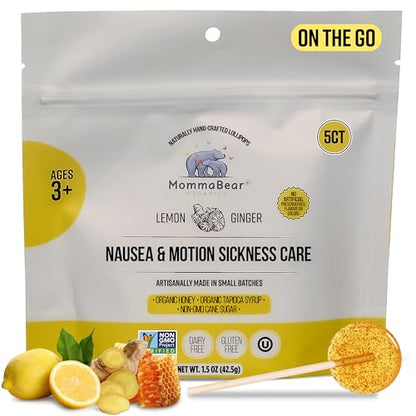 MommaBear Nausea & Motion Sickness with Real Honey & Ginger – (5 Pack) - size: 5 Count (Pack of 1)