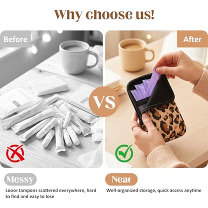 2PCS Tampon Holder Zipper Pouches Portable Period Bags - color: Leopard