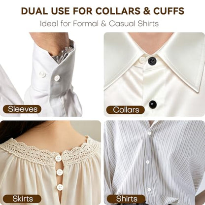 9PCS Collar Extenders for Dress Shirts, Soft Elastic Neck Button Extender Compatible with Men's Button-Up Shirts, Instant 1-1.5 Inch Extra Space for Tight Collars (9, Black)