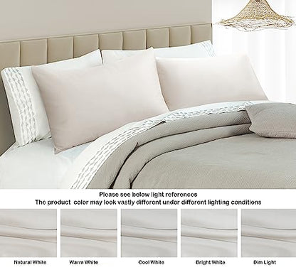 100% Egyptian Cotton Pillow Protectors Set of 4 Queen Size - color: Light Beige, size: Queen 4Pack