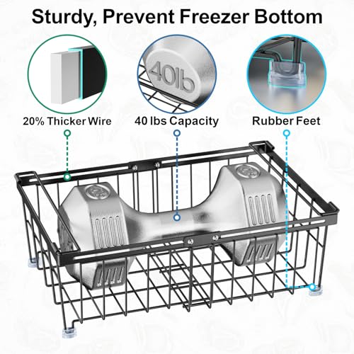 iSPECLE Deep Freezer Organizer Bins - Stackable Freezer Organizer Bins - color: Black-4 Pcs