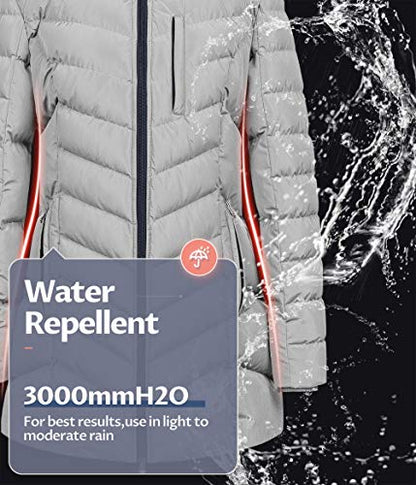 CREATMO US Women's Winter Hooded Coat Waterproof Warm Long Puffer Jacket Parka - color: Grey, size: Medium