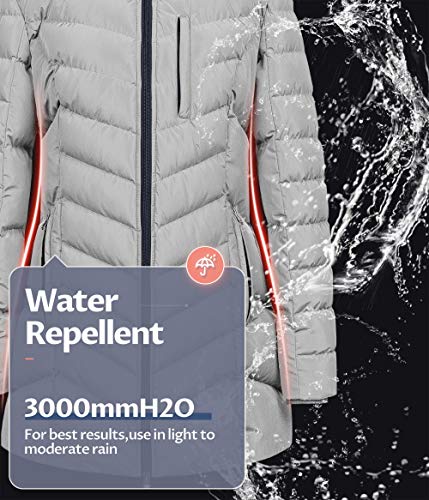 CREATMO US Women's Winter Hooded Coat Waterproof Warm Long Puffer Jacket Parka - color: Grey, size: XX-Large