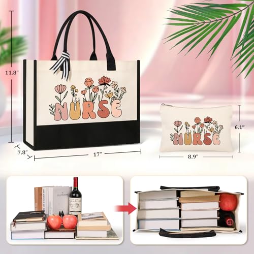 Nurse Tote Bag Set - Beige, Medium (15" x 4" x 12") for Nurses, Thoughtful & Practical, Durable & Lightweight, Versatile for Any Occasion - style: Nurse Bags