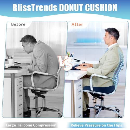 BlissTrends Donut Pillow Seat Cushion, Memory Foam Lifting Cushions - color: Blue, size: XX-Large