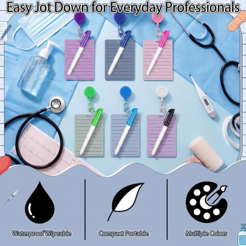Lincia 6 Sets Nurse Badge Notepad with Marker, Retractable Dry Erase Board - color: Multicolor, style: Lined